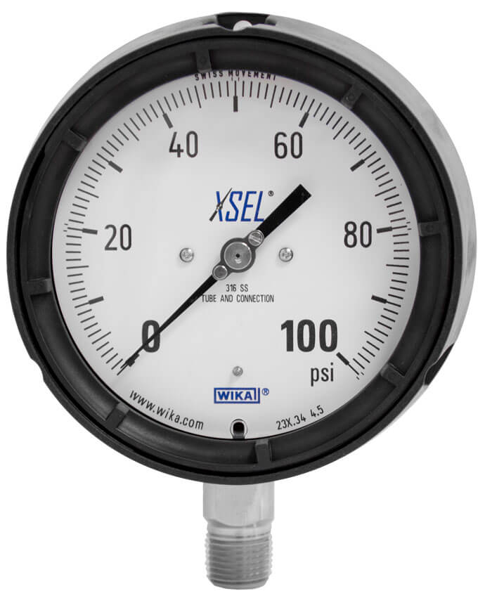 XSEL® Process Gauge - Stainless Steel<br>
Model 232.34 - Dry Case<br>
Model 233.34 - Liquid-filled Case