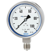 Bourdon tube pressure gauge, stainless steel